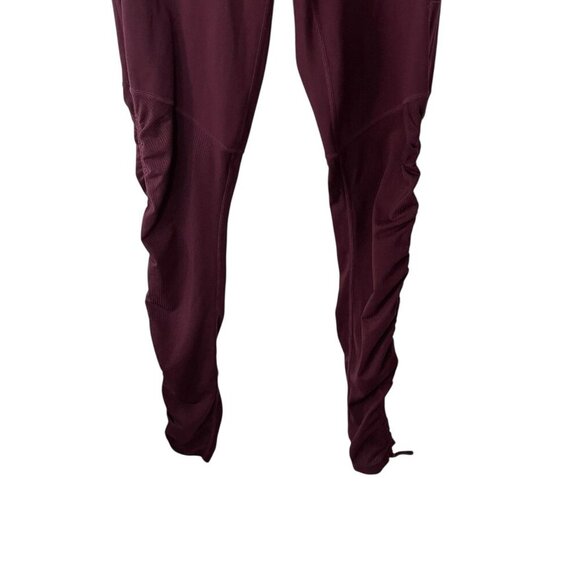 Fabletics Ruched Leggings Size Medium Burgundy Gym Yoga Active High Waisted - Picture 2 of 9